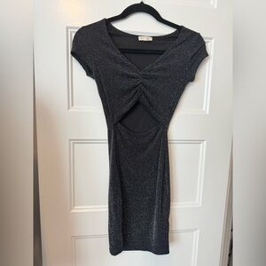 See You Monday Black Glitter Front Cut Out
Dress Size Small